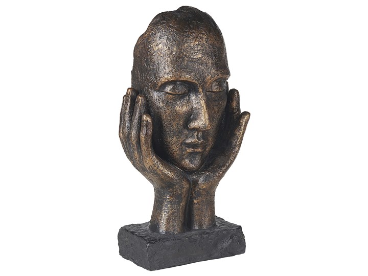 Beliani Figura dekoracyjna miedziana sztuczna żywica 41 cm twarz na podstawce dekoracja Kategoria Figury i rzeźby Kolor Brązowy