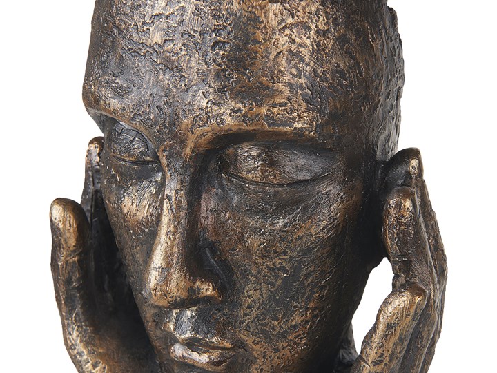 Beliani Figura dekoracyjna miedziana sztuczna żywica 41 cm twarz na podstawce dekoracja Kategoria Figury i rzeźby Kolor Brązowy