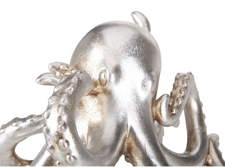 Beliani Figurka dekoracyjna srebrna żywica syntetyczna 17 cm w kształcie ośmiornicy nowoczesny wygląd akcesorium ozdoba Kolor Srebrny