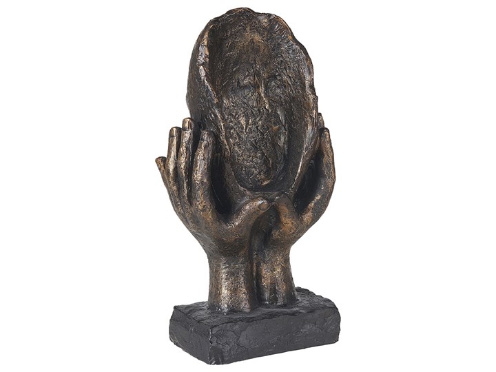 Beliani Figura dekoracyjna miedziana sztuczna żywica 41 cm twarz na podstawce dekoracja Kategoria Figury i rzeźby