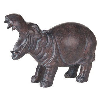 Beliani Figurka dekoracyjna ciemnobrązowa żywica syntetyczna 23 cm w kształcie hipopotama nowoczesny wygląd akcesorium ozdoba