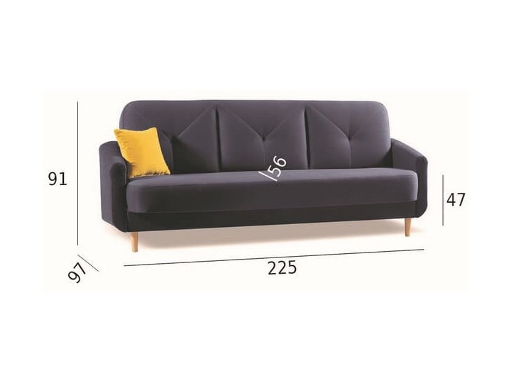 Sofa skandynawska z funkcją spania EXODUS Głębokość 97 cm Typ Gładkie Szerokość 225 cm Materiał obicia Welur