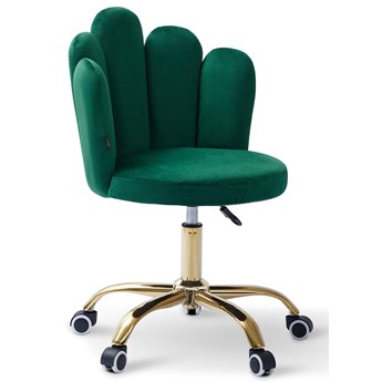 Krzesło obrotowe muszelka zielone DC-6092S Złote nogi, Welur, Glamour