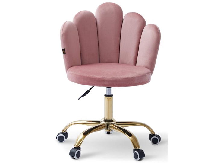 Krzesło obrotowe muszelka różowe DC-6092S złote nogi, welur #44 Tkanina Tworzywo sztuczne Metal Pomieszczenie Biuro i pracownia Rodzaj(n) Krzesła
