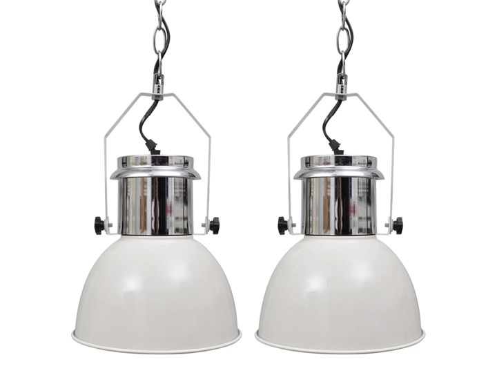 vidaXL Nowoczesne lampy sufitowe, 2 szt., regulowana długość, białe Lampa z kloszem Kategoria Lampy wiszące Lampa przemysłowa Metal Styl Nowoczesny