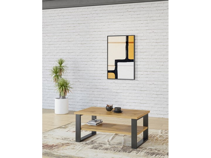 SELSEY Ława kawowa Silvassa 110x60 cm dąb wotan Beton Stolik Zestaw stolików Metal Średnica