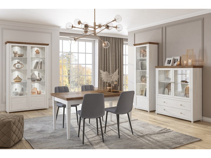 SELSEY Stół rozkładany Euglia 160-240x90 cm jesion Abisko z blatem dąb Lefkas Płyta MDF Drewno Styl Tradycyjny