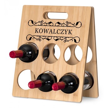Drewniany stojak na wino z nadrukiem na prezent dla winiarza