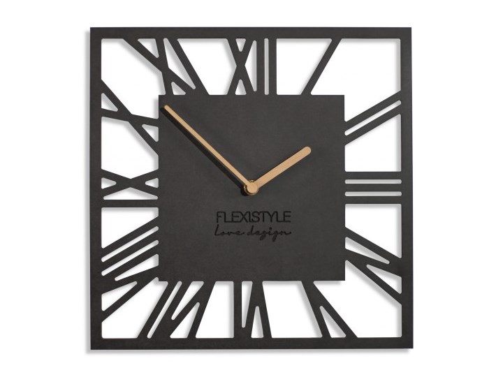 Zegar ścienny Loft Piccolo kwadratowy Czarny 30cm Drewno Szerokość 30 cm Okrągły Styl Industrialny