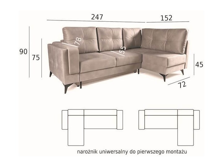 Narożnik z funkcją spania IMPERIA uniwersalny Rozkładanie Rozkładany