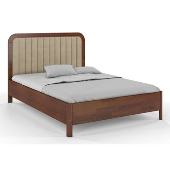 Tapicerowane łóżko drewniane sosnowe Visby MODENA z wysokim zagłówkiem / 180x200 cm, kolor orzech, zagłówek Casablanca 2303