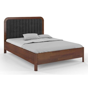 Tapicerowane łóżko drewniane sosnowe Visby MODENA z wysokim zagłówkiem / 200x200 cm, kolor orzech, zagłówek Casablanca 2315