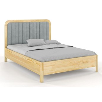 Tapicerowane łóżko drewniane sosnowe Visby MODENA z wysokim zagłówkiem / 160x200 cm, kolor naturalny, zagłówek Casablanca 2314