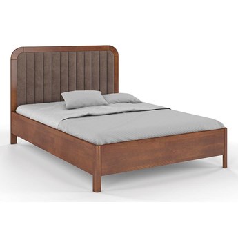 Tapicerowane łóżko drewniane bukowe Visby MODENA z wysokim zagłówkiem / 200x200 cm, kolor orzech, zagłówek Casablanca 2306