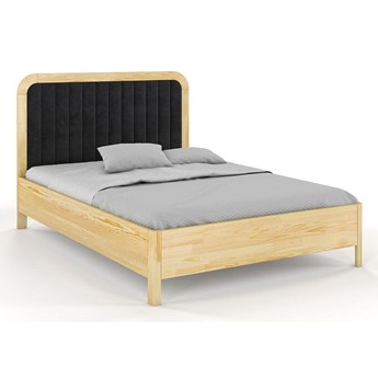 Tapicerowane łóżko drewniane sosnowe Visby MODENA z wysokim zagłówkiem / 120x200 cm, kolor naturalny, zagłówek Casablanca 2316