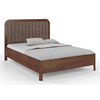 Tapicerowane łóżko drewniane sosnowe Visby MODENA z wysokim zagłówkiem / 200x200 cm, kolor orzech, zagłówek Casablanca 2306