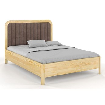 Tapicerowane łóżko drewniane sosnowe Visby MODENA z wysokim zagłówkiem / 180x200 cm, kolor naturalny, zagłówek Casablanca 2306