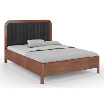 Tapicerowane łóżko drewniane bukowe Visby MODENA z wysokim zagłówkiem / 140x200 cm, kolor orzech, zagłówek Casablanca 2315