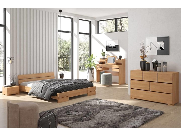Łóżko drewniane bukowe Visby Sandemo / 160x200 cm, kolor orzech - Promocja! Łóżko tapicerowane Drewno Kategoria Łóżka do sypialni