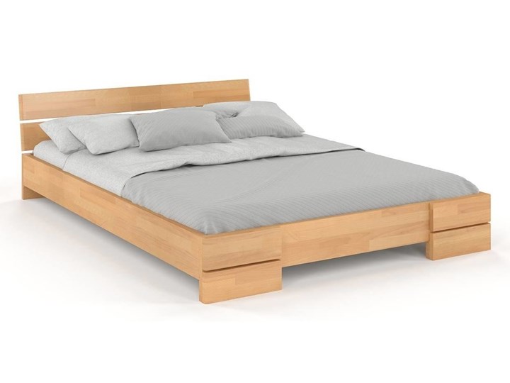 Łóżko drewniane bukowe Visby Sandemo / 160x200 cm, kolor orzech - Promocja! Łóżko tapicerowane Drewno Styl Tradycyjny