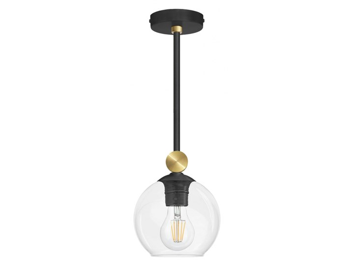 Lampa wisząca czarno złota z kloszem transparentnym GRT-S1 Metal Mosiądz Szkło Stal Kolor Czarny