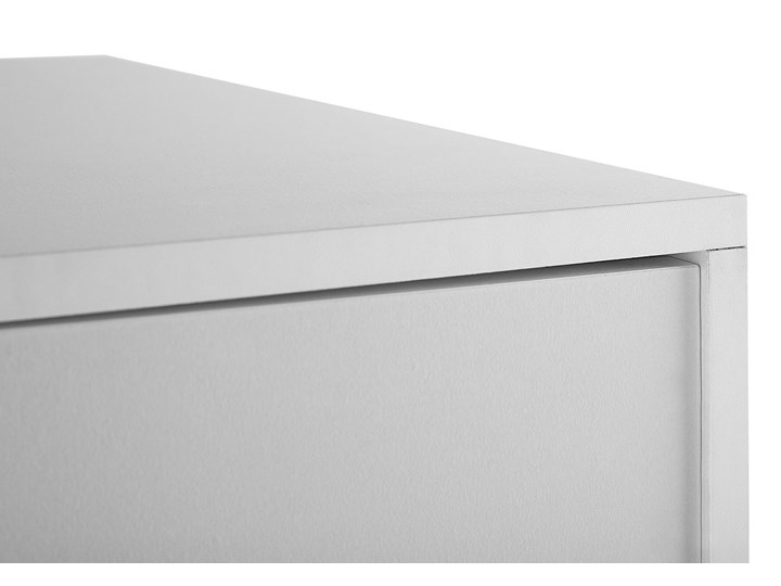 Beliani Szafa biała płyta wiórowa minimalistyczna drzwi 2 szuflady drążek ubraniowy półka do sypialni Drewno Głębokość 59 cm Szerokość 99 cm Pomieszczenie Sypialnia