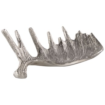 Beliani Patera dekoracyjna srebrna metalowa talerzyk spodek na biżuterię klucze spodek ozdobny poroże łosia
