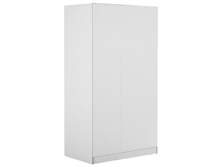 Beliani Szafa biała płyta wiórowa minimalistyczna drzwi 2 szuflady drążek ubraniowy półka do sypialni Drewno Głębokość 59 cm Szerokość 99 cm Styl Minimalistyczny