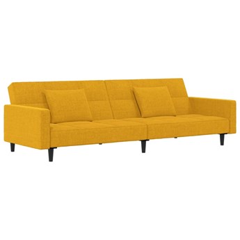 vidaXL 2-osobowa kanapa z 2 poduszkami, żółta, tapicerowana tkaniną