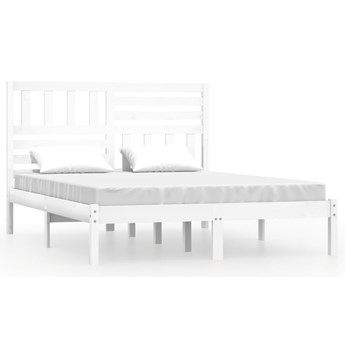 vidaXL Rama łóżka, biała, lite drewno, 150x200 cm, 5FT, King Size