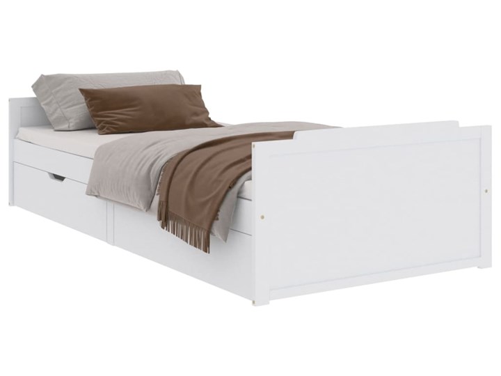 vidaXL Rama łóżka z szufladami, biała, drewno sosnowe, 90 x 200 cm Łóżko drewniane Styl Rustykalny