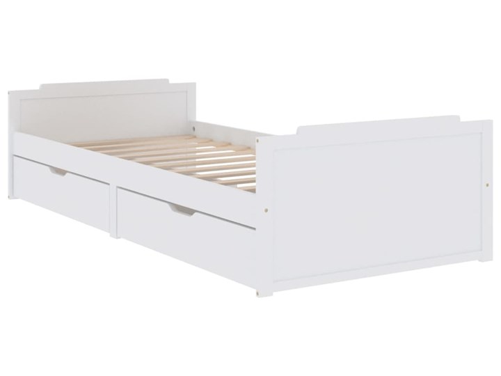 vidaXL Rama łóżka z szufladami, biała, drewno sosnowe, 90 x 200 cm Łóżko drewniane Kolor Biały Styl Rustykalny