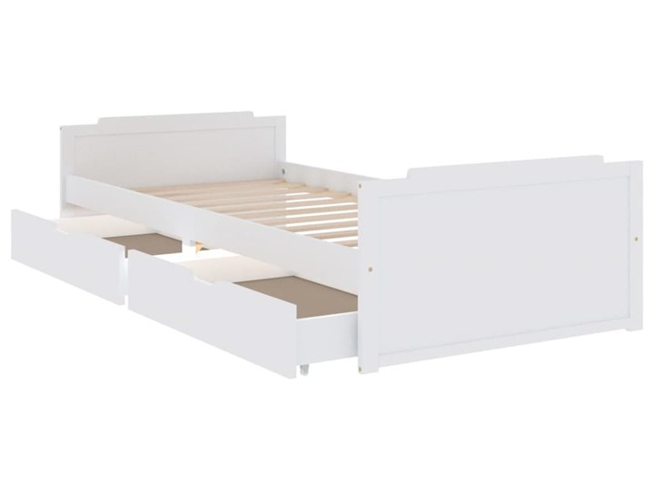vidaXL Rama łóżka z szufladami, biała, drewno sosnowe, 90 x 200 cm Łóżko drewniane Styl Rustykalny Kolor Biały