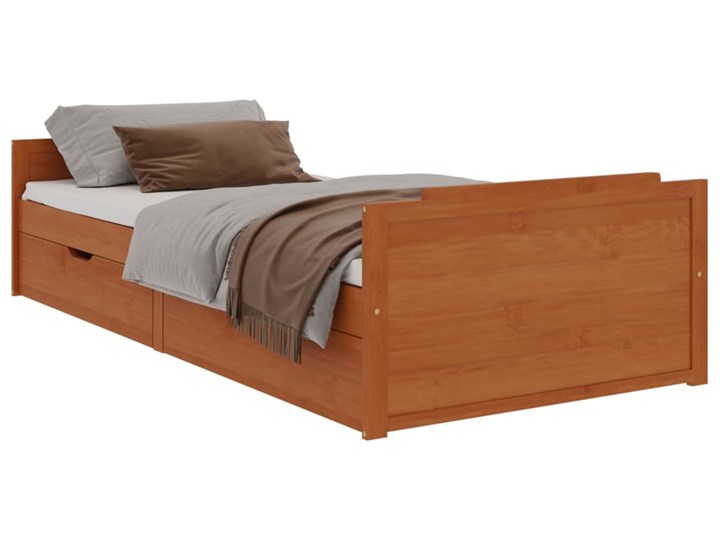 vidaXL Rama łóżka z szufladami, miodowy brąz, sosnowa, 90 x 200 cm Drewno Styl Rustykalny