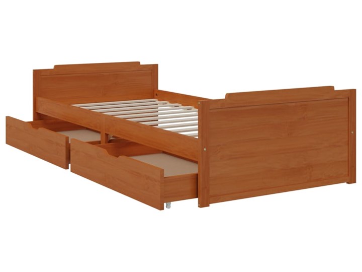 vidaXL Rama łóżka z szufladami, miodowy brąz, sosnowa, 90 x 200 cm Drewno Styl Rustykalny Kategoria Łóżka do sypialni