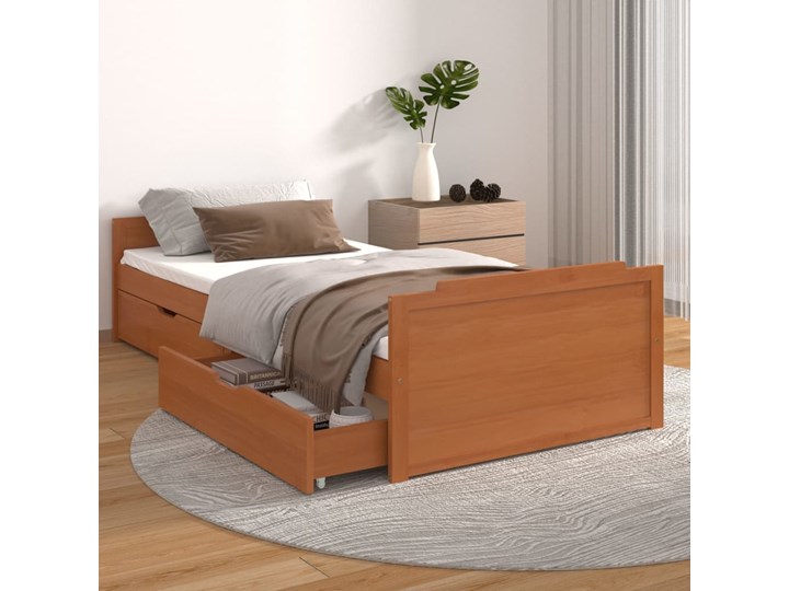 vidaXL Rama łóżka z szufladami, miodowy brąz, sosnowa, 90 x 200 cm Drewno Kategoria Łóżka do sypialni