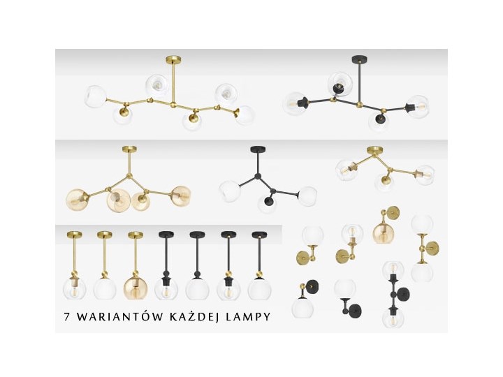 Złota lampa wisząca 4 punktowa z mosiądzu G-S4S Szkło Lampa z kloszem Stal Kolor Złoty Metal Kategoria Lampy sufitowe