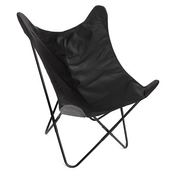 Fotel BUTTERFLY z metalową ramą - czarna eco skora 70x80x102 cm - Homla