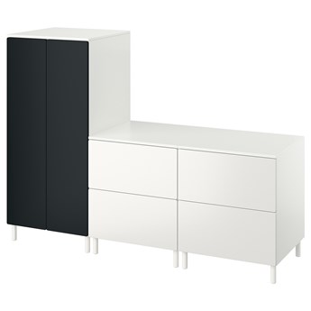 IKEA SMÅSTAD / PLATSA Szafa, Biały powierzchnia tablicowa/z 2 komodami, 180x57x133 cm
