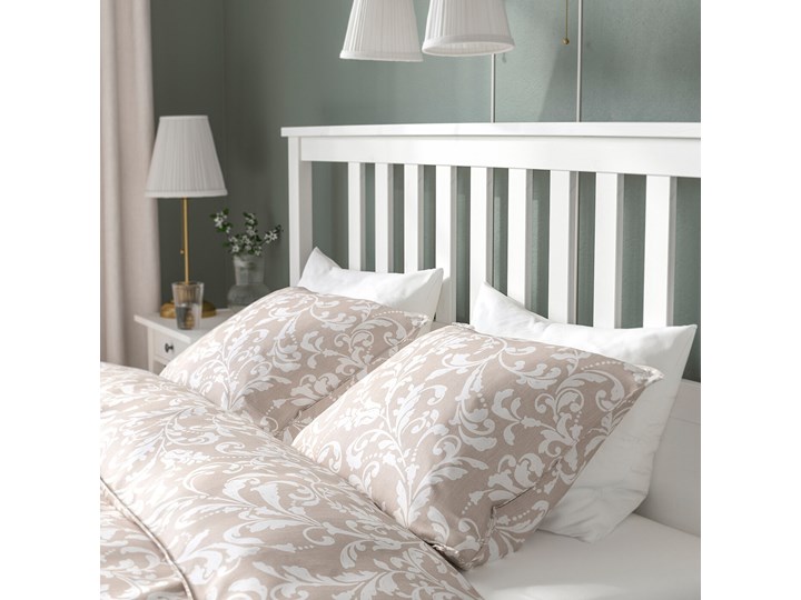 IKEA HEMNES Rama łóżka, biała bejca, 140x200 cm Łóżko drewniane Drewno Kolor Biały
