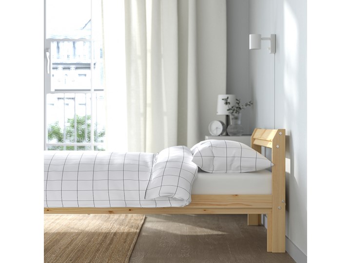 IKEA NEIDEN Rama łóżka, sosna, 90x200 cm Łóżko drewniane Drewno Kolor Beżowy