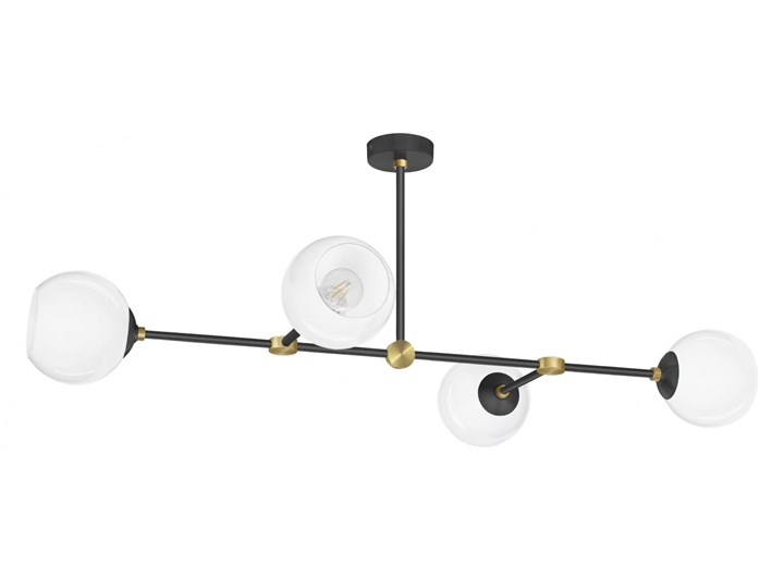 Czarno złota lampa wisząca z białymi kulami GR-S4P Kolor Czarny Lampa z kloszem Stal Szkło Mosiądz Nieregularne Metal Kategoria Lampy sufitowe
