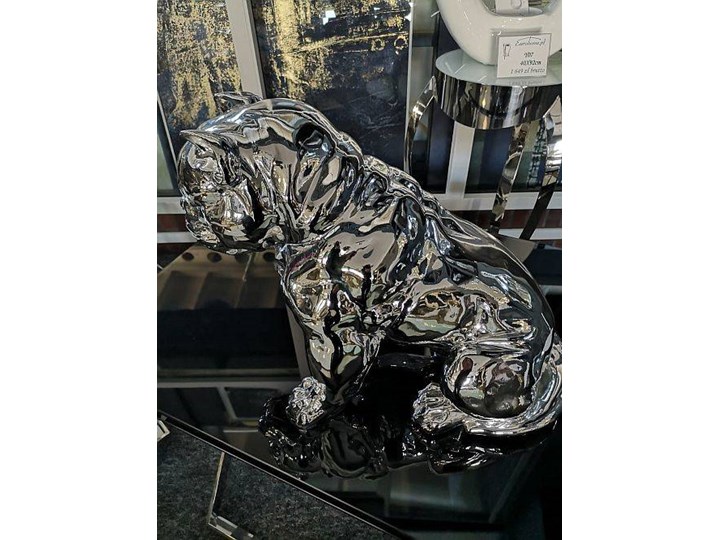 OUTLET Srebrna figura pies 51x42x30 cm A259o Zwierzęta Kolor Srebrny Kategoria Figury i rzeźby