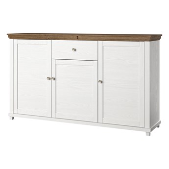 SELSEY Komoda trzydrzwiowa Euglia 160 cm jesion Abisko z blatem dąb Lefkas