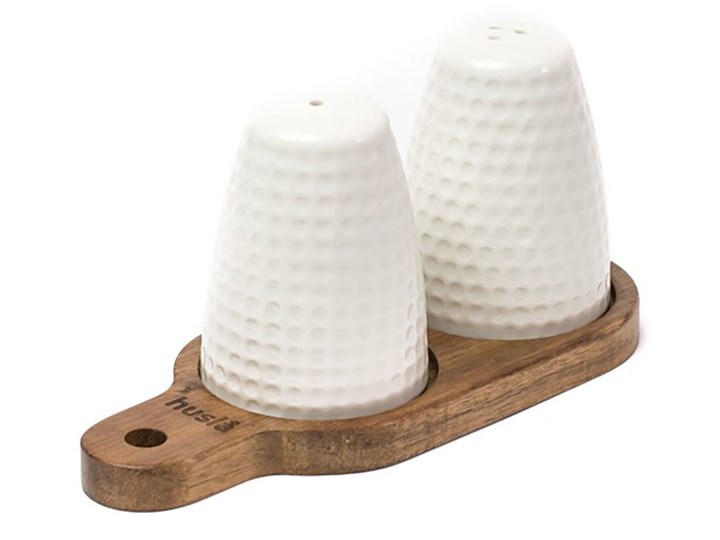 Zestaw solniczka i pieprzniczka SHAKERS biały na desce 17,3x7,3x7,8 cm - Homla Shaker do sosów Kategoria Przyprawniki Zestaw do przypraw Kolor Brązowy