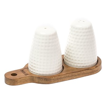 Zestaw solniczka i pieprzniczka SHAKERS biały na desce 17,3x7,3x7,8 cm - Homla