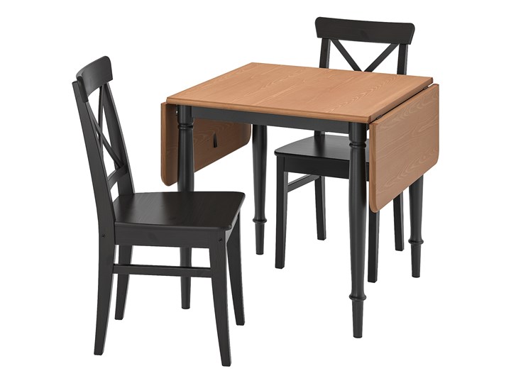 IKEA DANDERYD / INGOLF Stół i 2 krzesła, sosna czarny/czarny, 74/134x80 cm