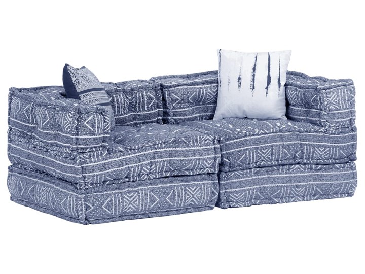 vidaXL Puf modułowy, 2-osobowy, indygo, tkanina Szerokość 140 cm Wielkość Dwuosobowa Modułowe Głębokość 140 cm Funkcje Z funkcją spania