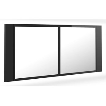 vidaXL Szafka łazienkowa z lustrem i LED, połysk, biała, 100x12x45 cm