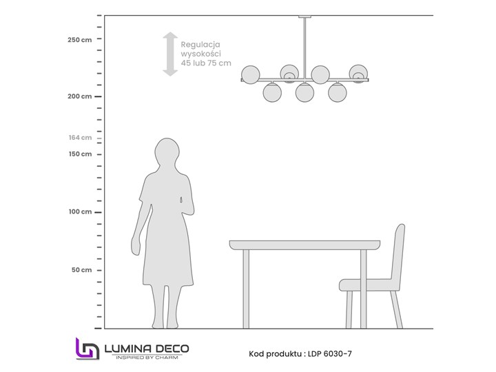 LAMPA WISZĄCA SUFITOWA NOWOCZESNA MOSIĘŻNA FREDICA W7 LUMINA DECO Kolor Miedziany Metal Mosiądz Szkło Lampa z kloszem Lampa z abażurem Pomieszczenie Salon